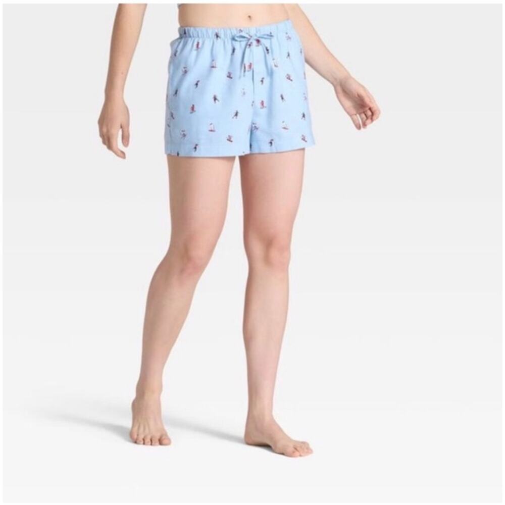 Auden Women’s Ski Print Flannel Pajama Shorts Size Small
